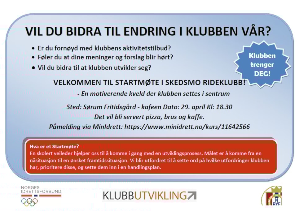 Bli med på å utvikle Skedsmo Rideklubb!